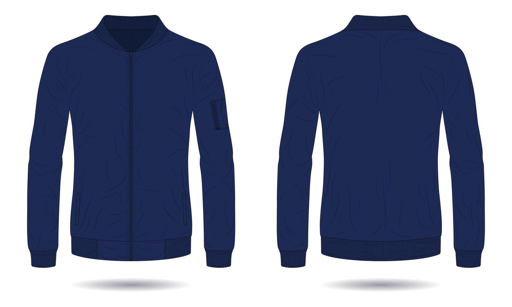 Dark blue men bomber jacket mockup vector