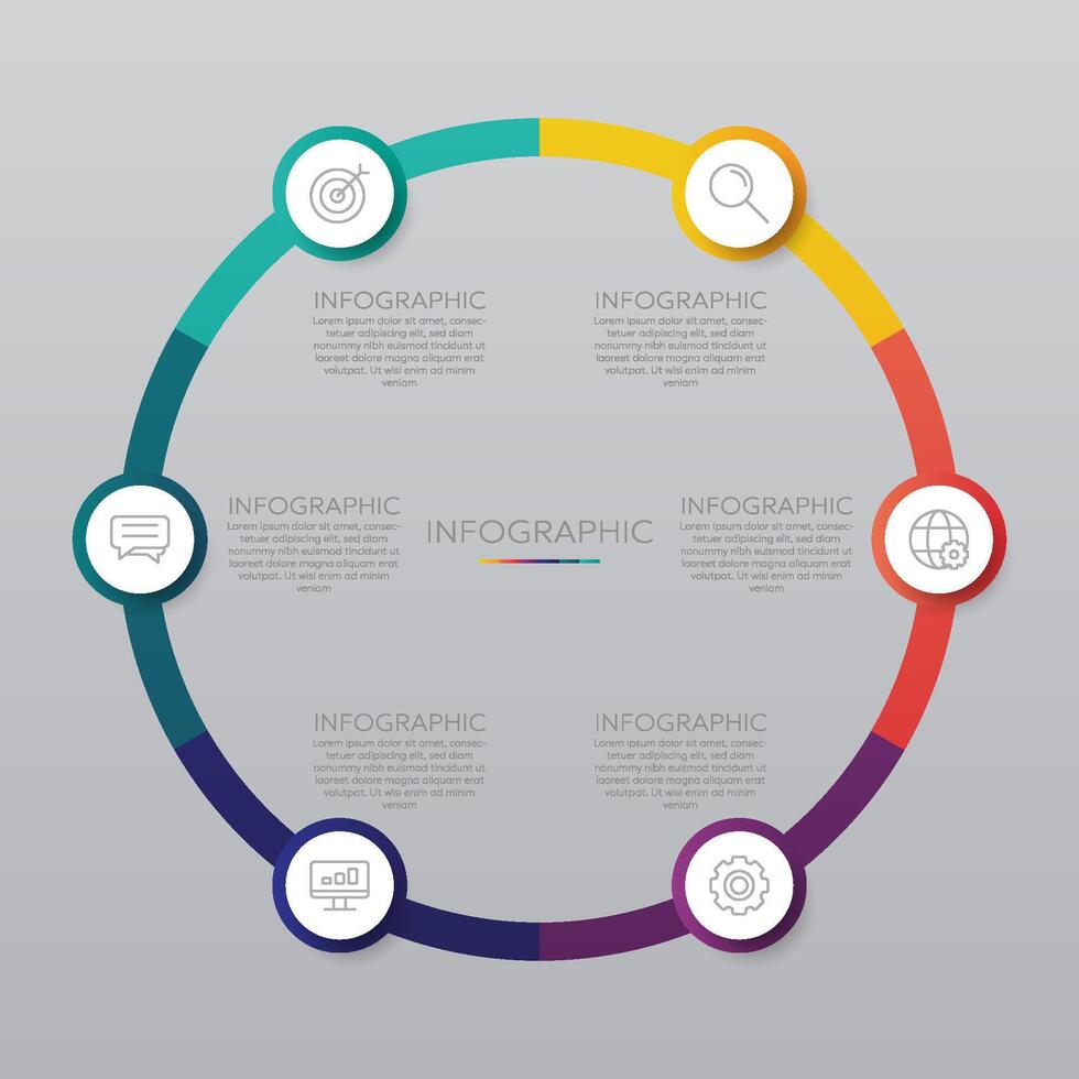 6 steps modern infographic vector