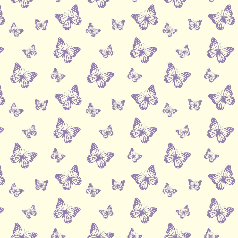 Purple butterfly pattern. Ethereal lepidoptera. Repeating motif background for travel themed projects or nature inspired aesthetics. illustration vector