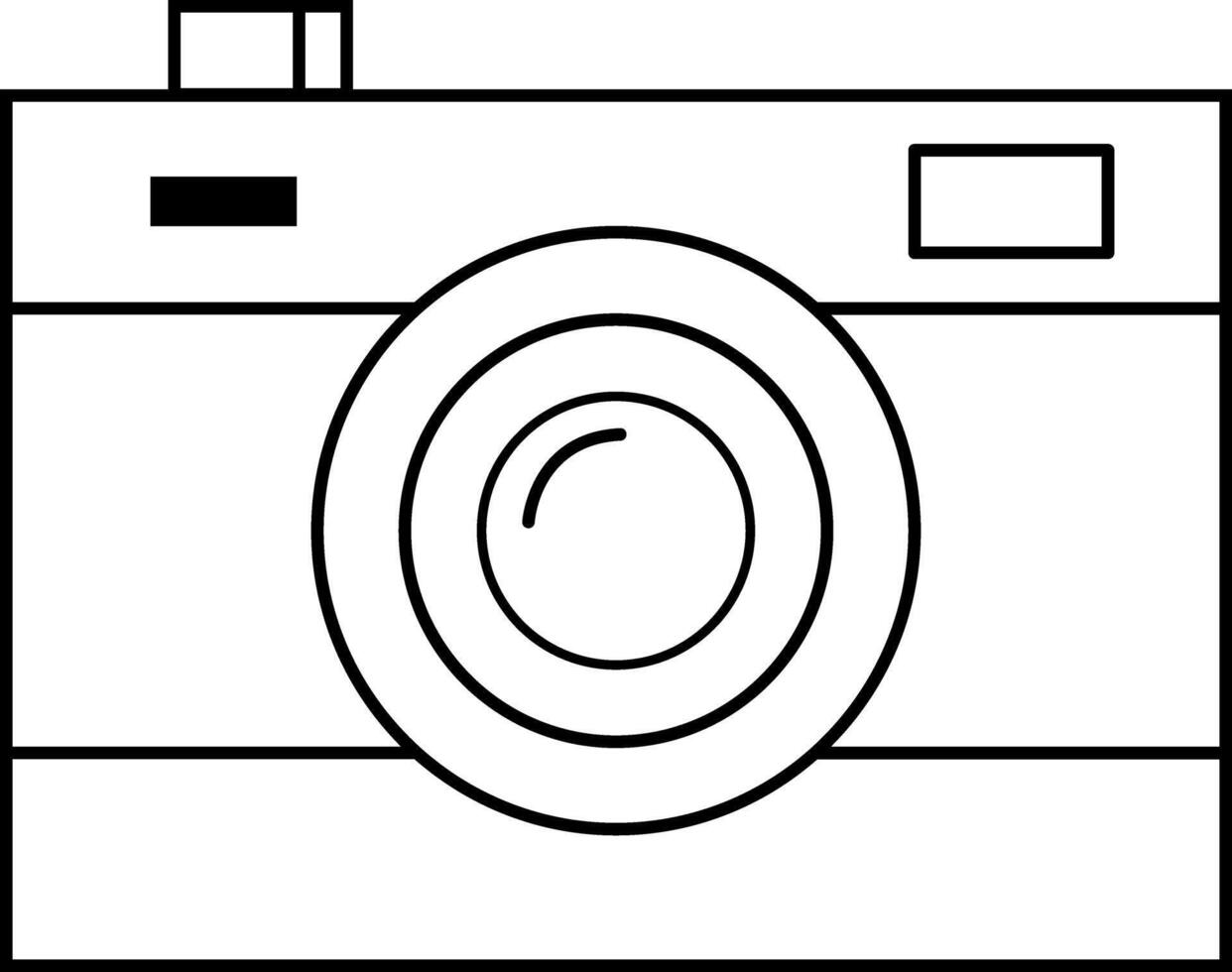 Detailed outline illustration of a vintage camera with a shutter and viewfinder, perfect for retro inspired designs, photography themes, and vintage artwork. illustration vector