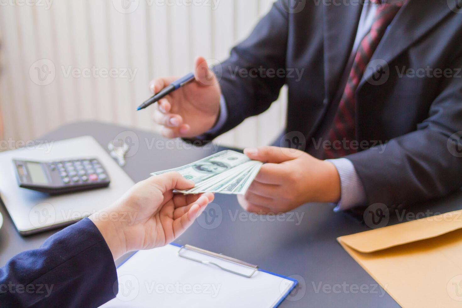 Blur image,corruption on officials in order to obtain items and projects that they want as an offense by giving money for corruption. idea of combating and preventing corruption by government official photo