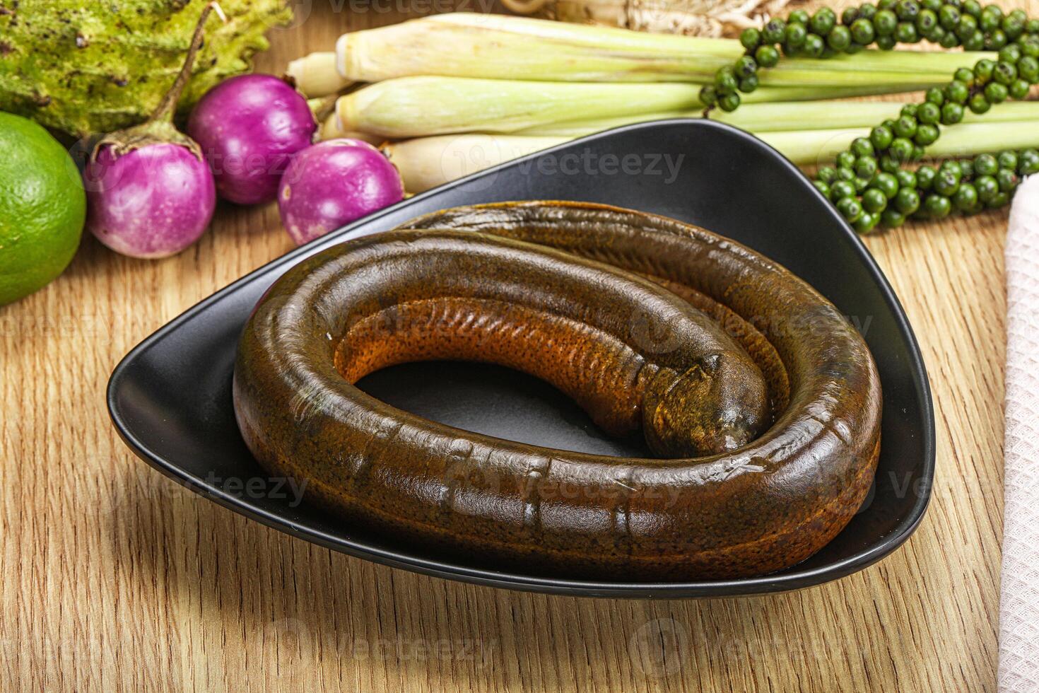 Fresh raw uncooked eel for grill photo