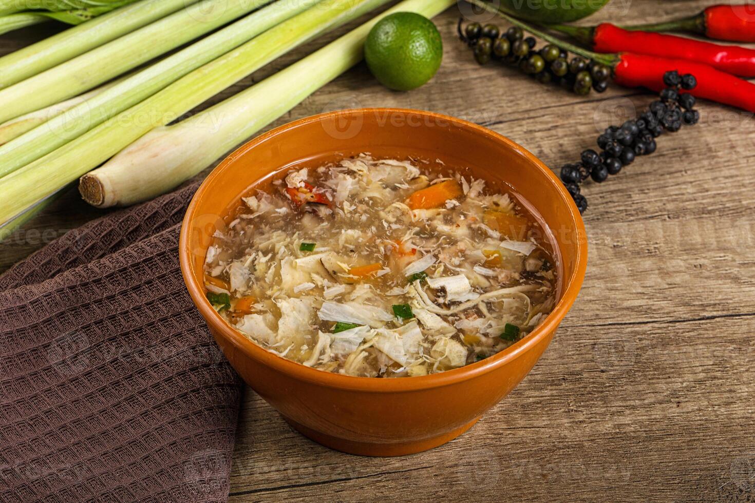 Asian gourmet crab soup with spices photo