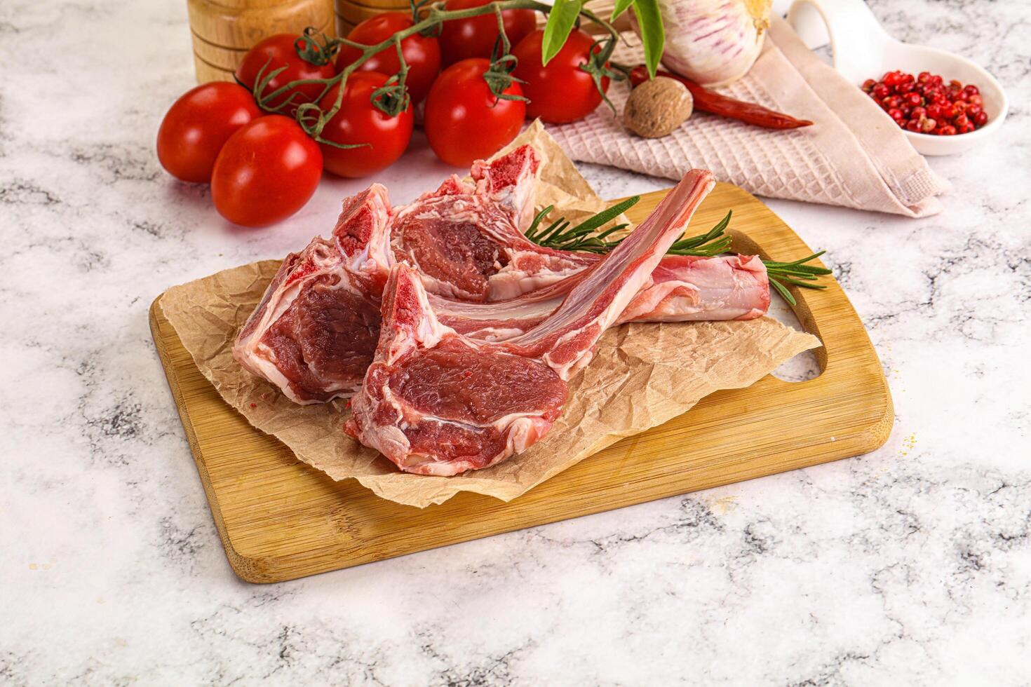 Raw Rack of Lamb for cooking photo
