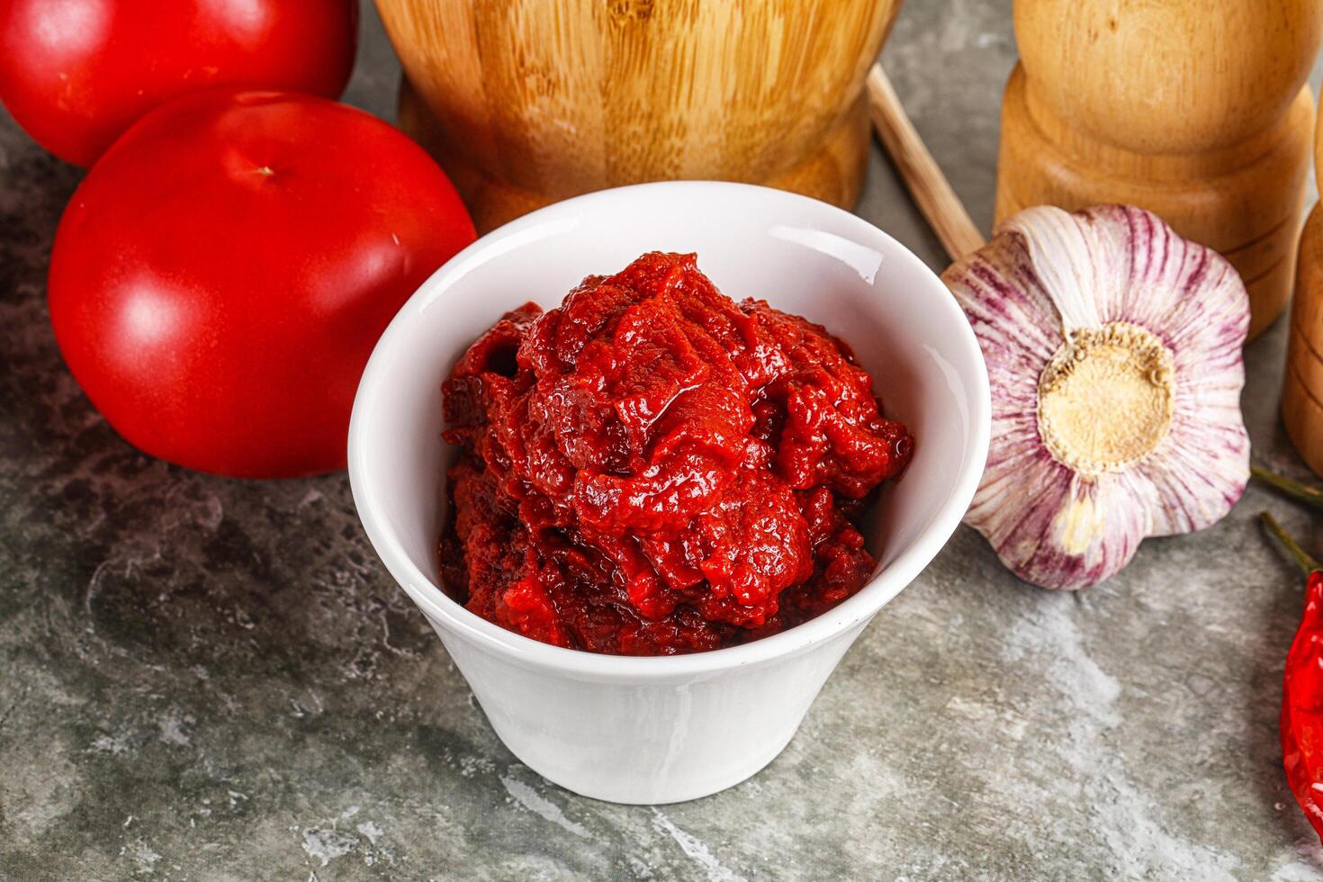 Natural organic red tomato paste photo