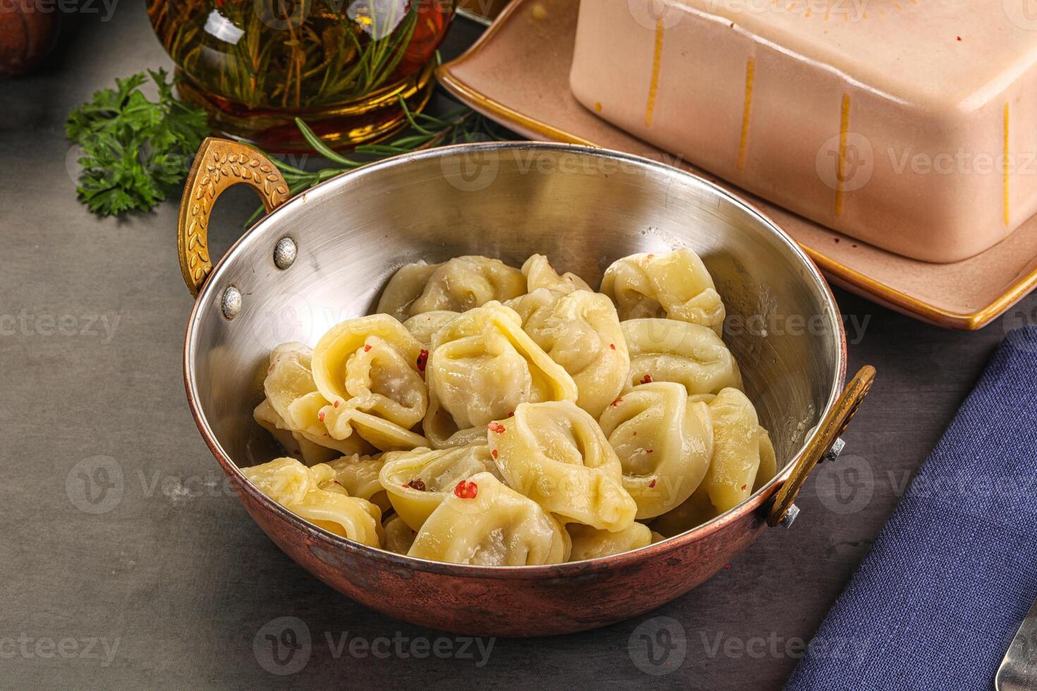 Russian homemade dumplings with meat photo