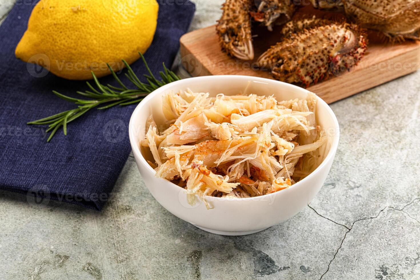 Wild natural crab meat for salad photo