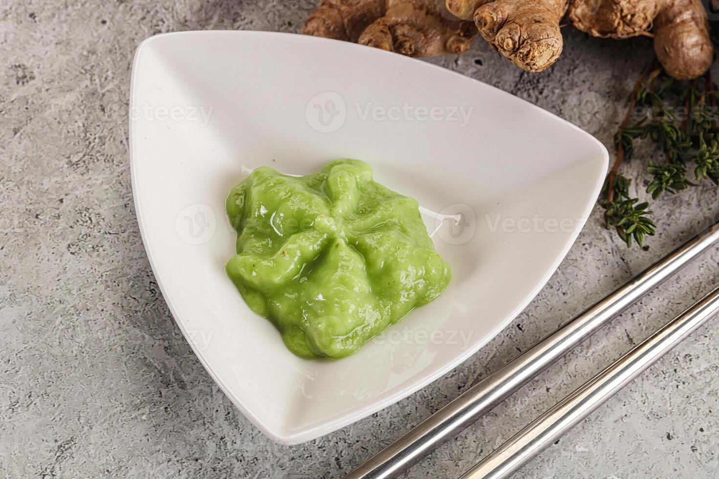 Green organic asian Wasabi seasoning photo