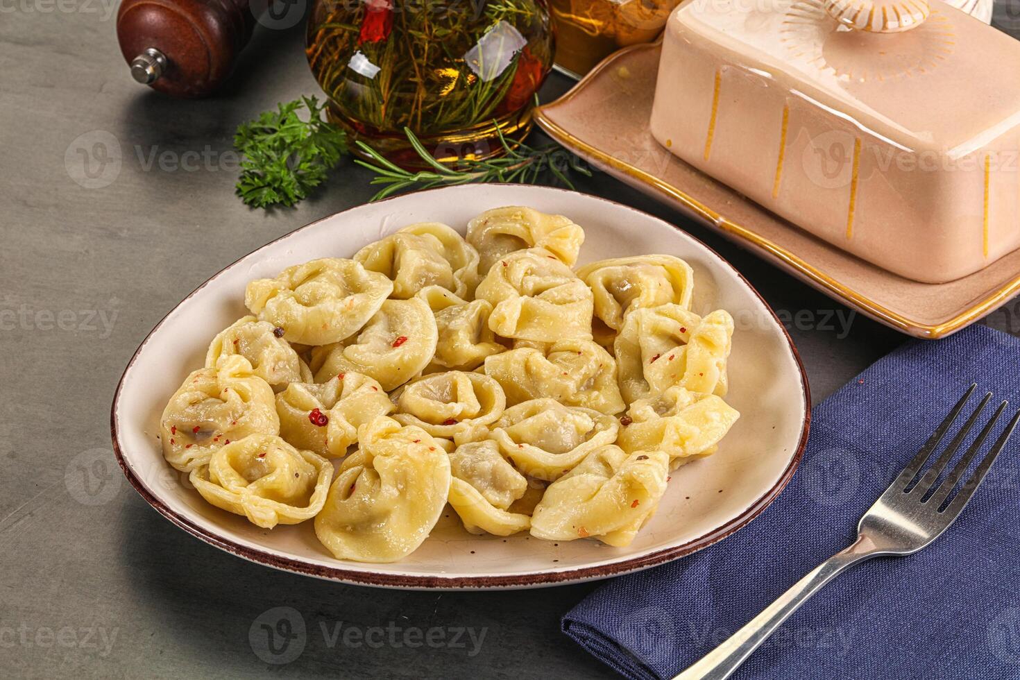 Russian homemade dumplings with meat photo