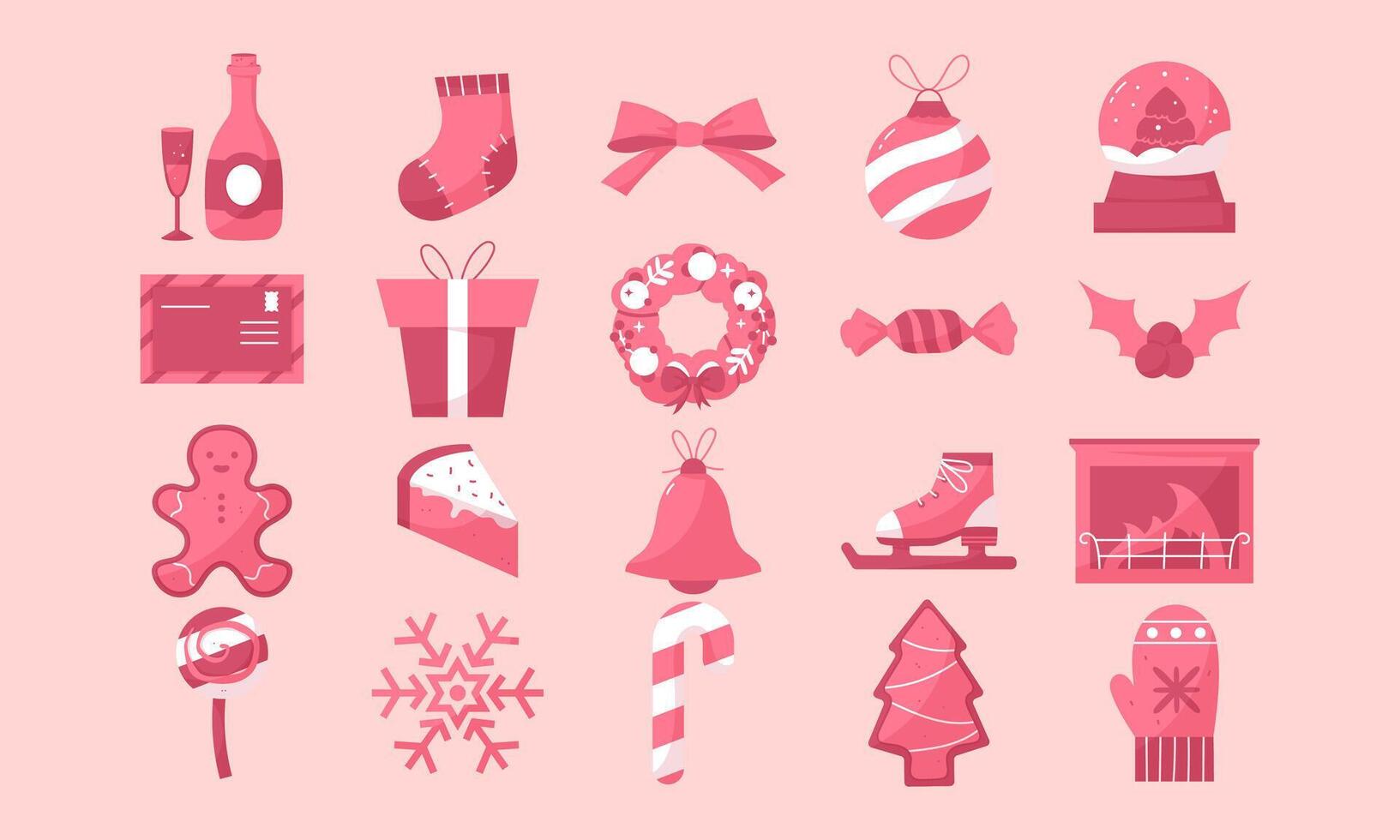 20 Christmas icons. New Year's Eve and Christmas. Collection of festive icons vector