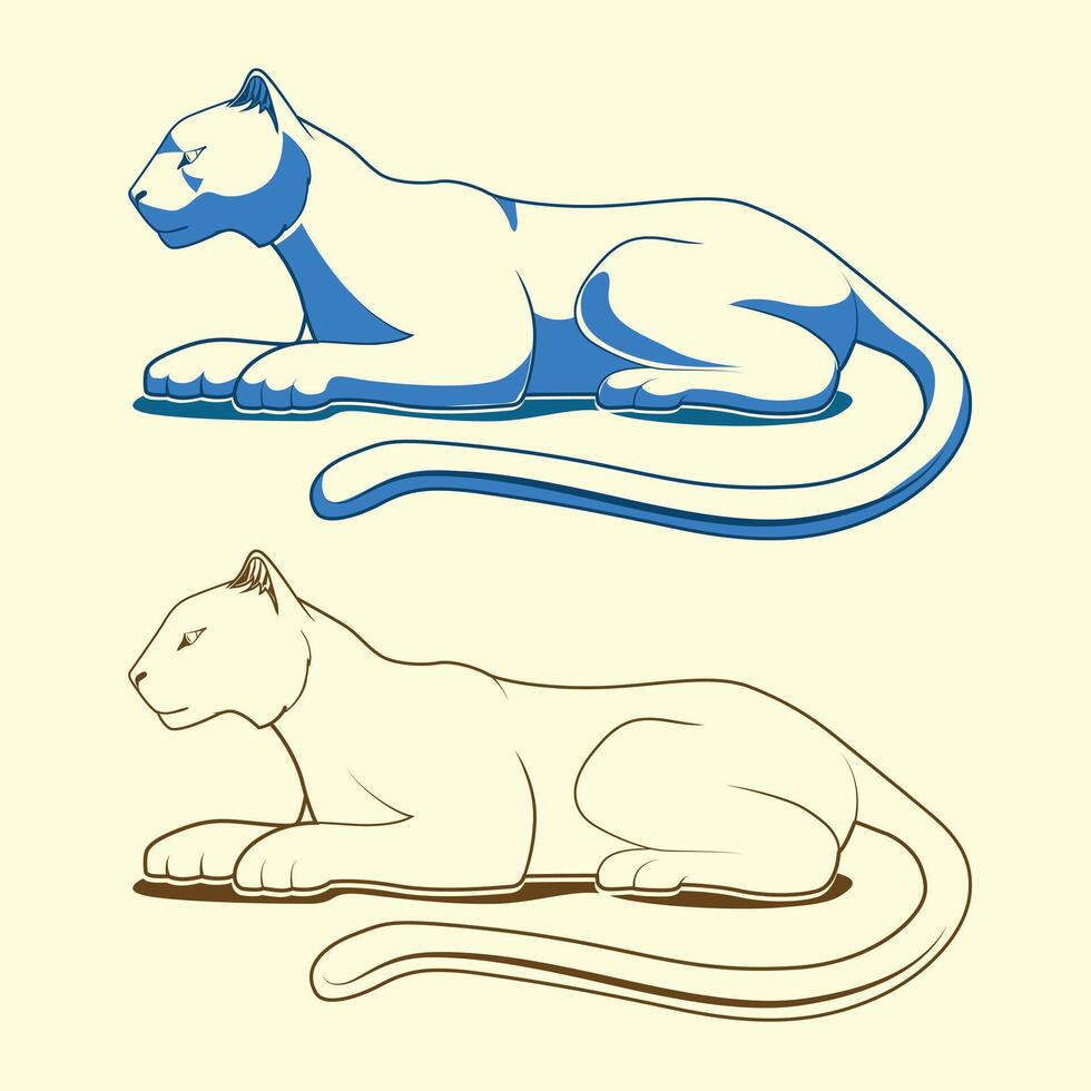 Panther emblem color shading illustration color version vector