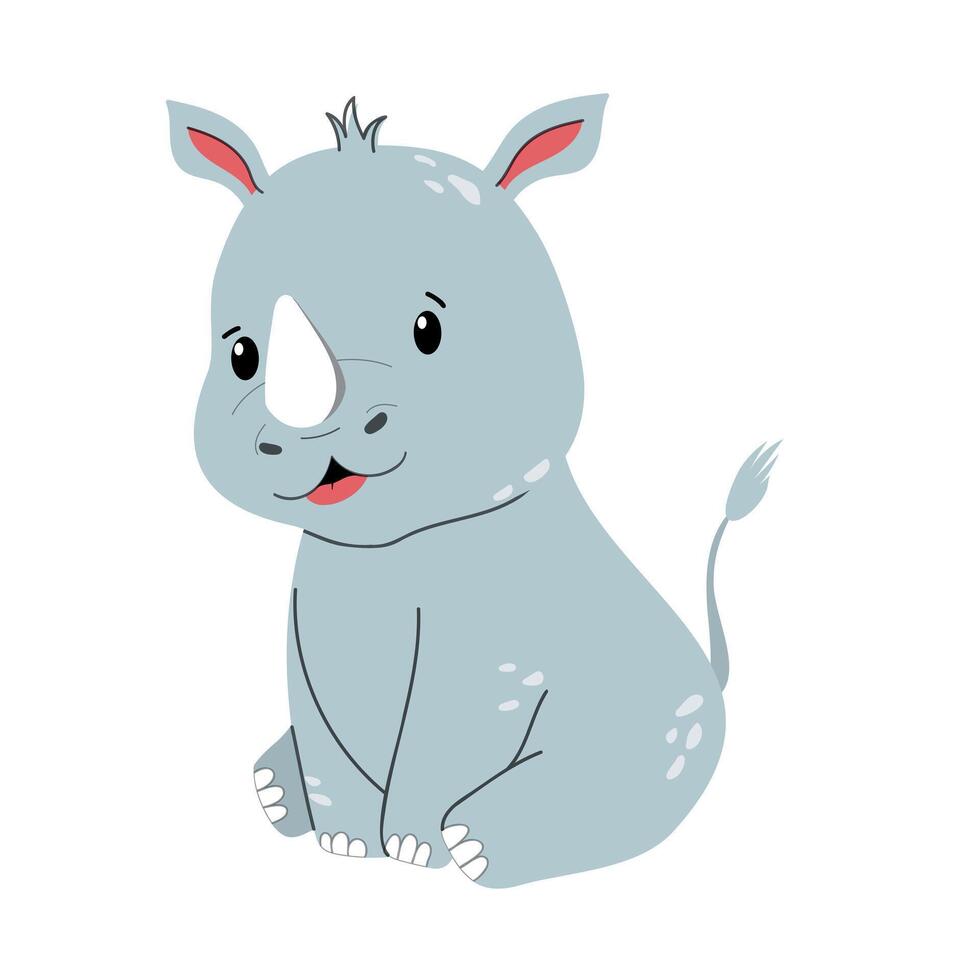 rhino in flat style isolated on white background vector