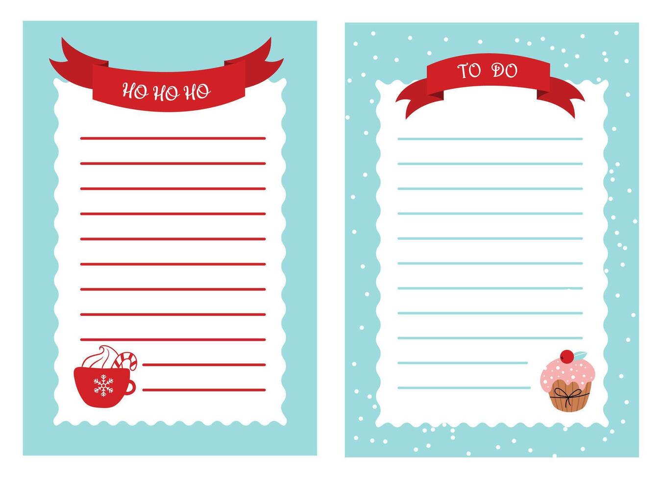 Two notepads with a cupcake and a to do list vector