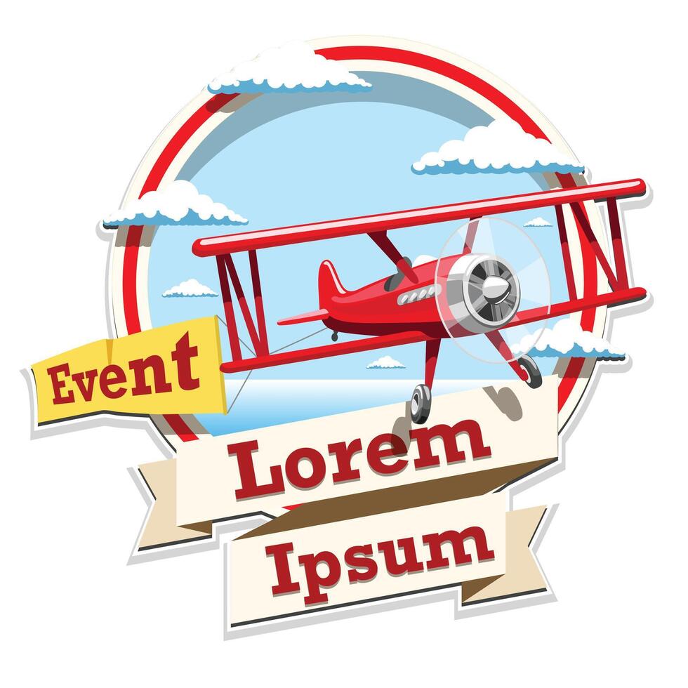Airplane emblem logo event colorful illustration vector