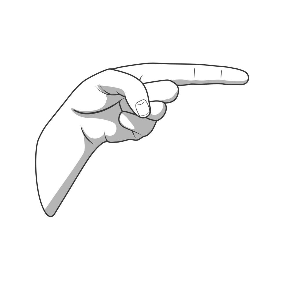 Forefinger hand gesture black and white color illustration vector