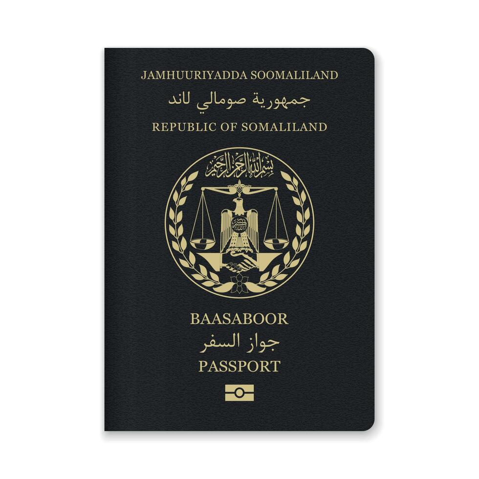 Somaliland Passport Cover with Gold Emblem and Text vector