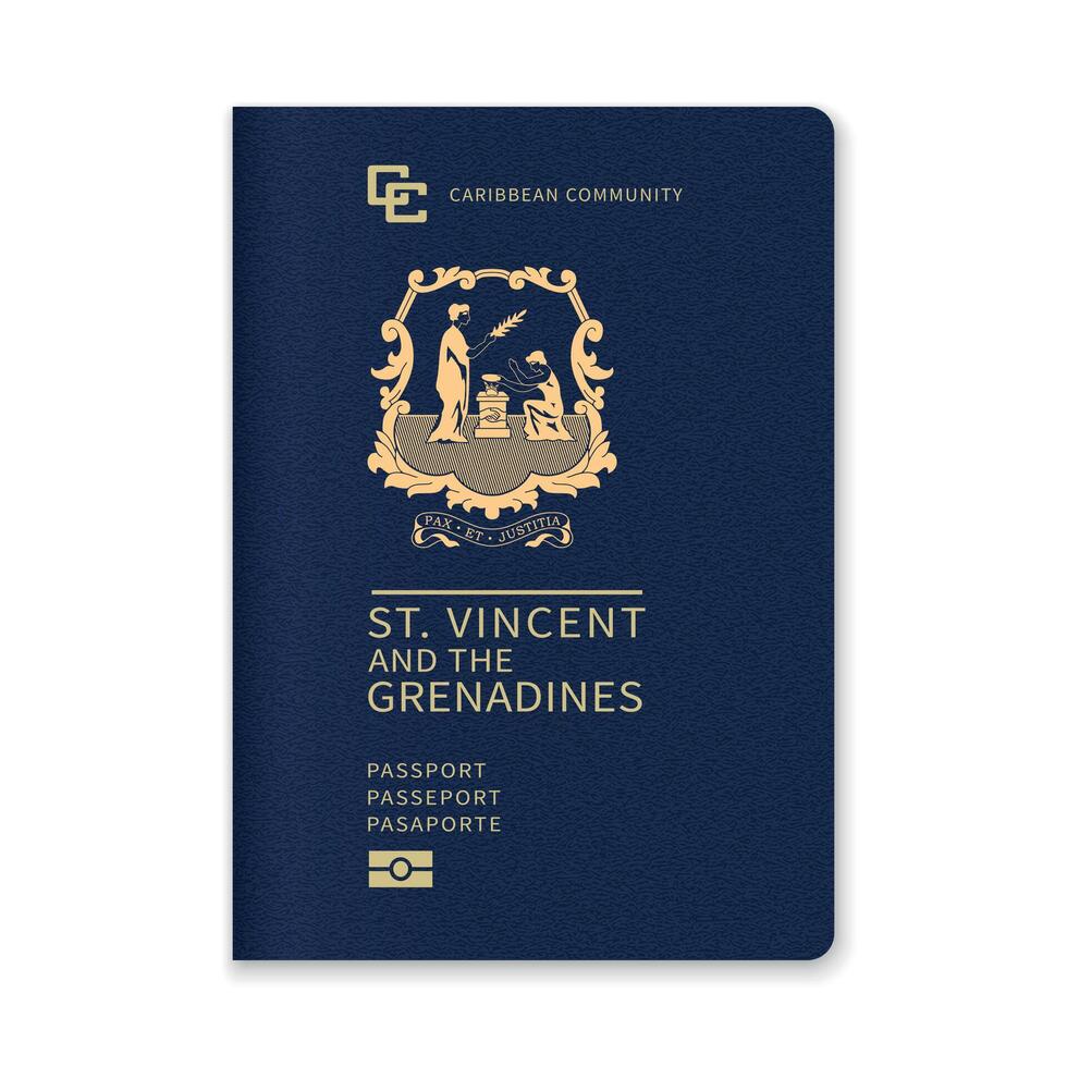 Saint Vincent and the Grenadines Passport Cover with Gold Emblem and Text vector