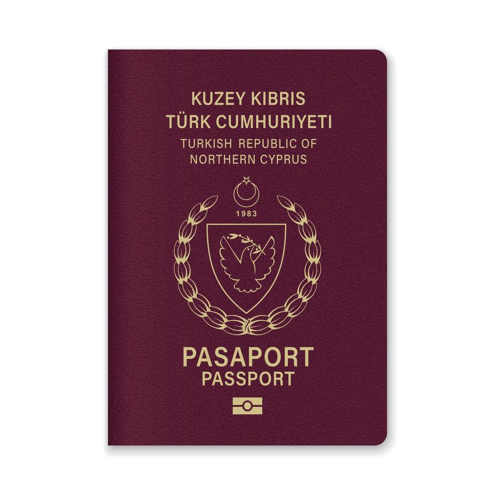 Northern Cyprus Passport Cover with Gold Emblem and Text vector