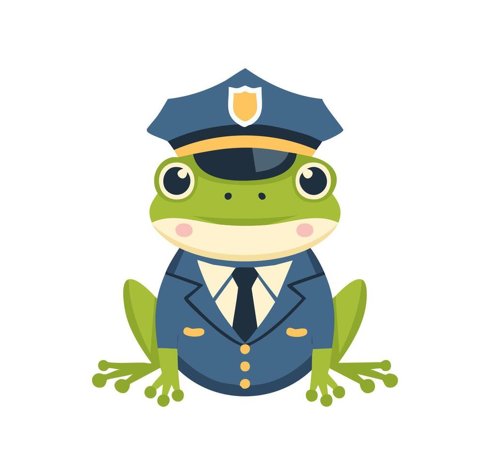 frog in a uniform and police cap vector