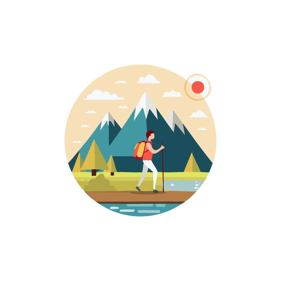 hiking in the mountains vector