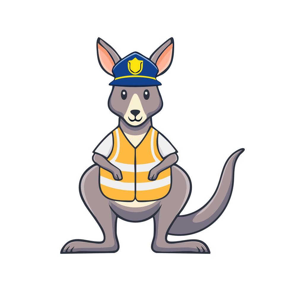 kangaroo wearing a police vest vector