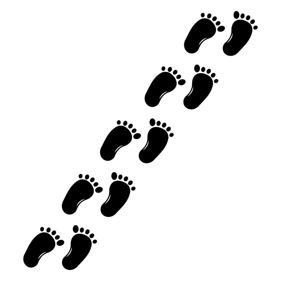 child's footprint, black silhouette, icon vector