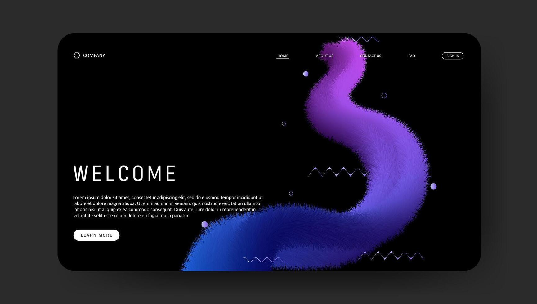 futuristic background for landing page with 3d gradient shape, geometric shapes, website template vector