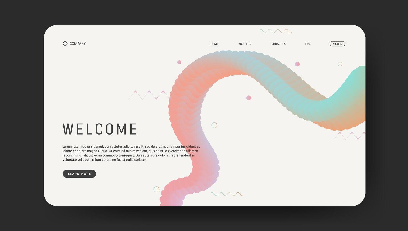 futuristic background for landing page with 3d gradient shape, pink color design, geometric shapes, website template vector