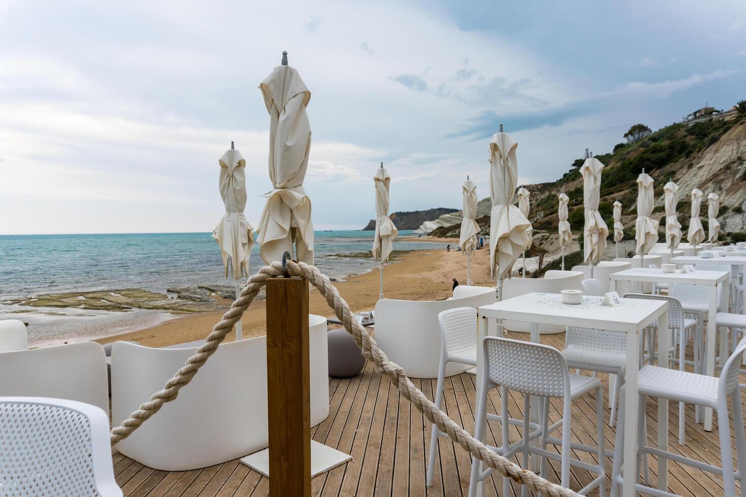 Sicily, Italy-May 10, 2022-one of the many clubs on the beach in Sicily during a sunny day photo