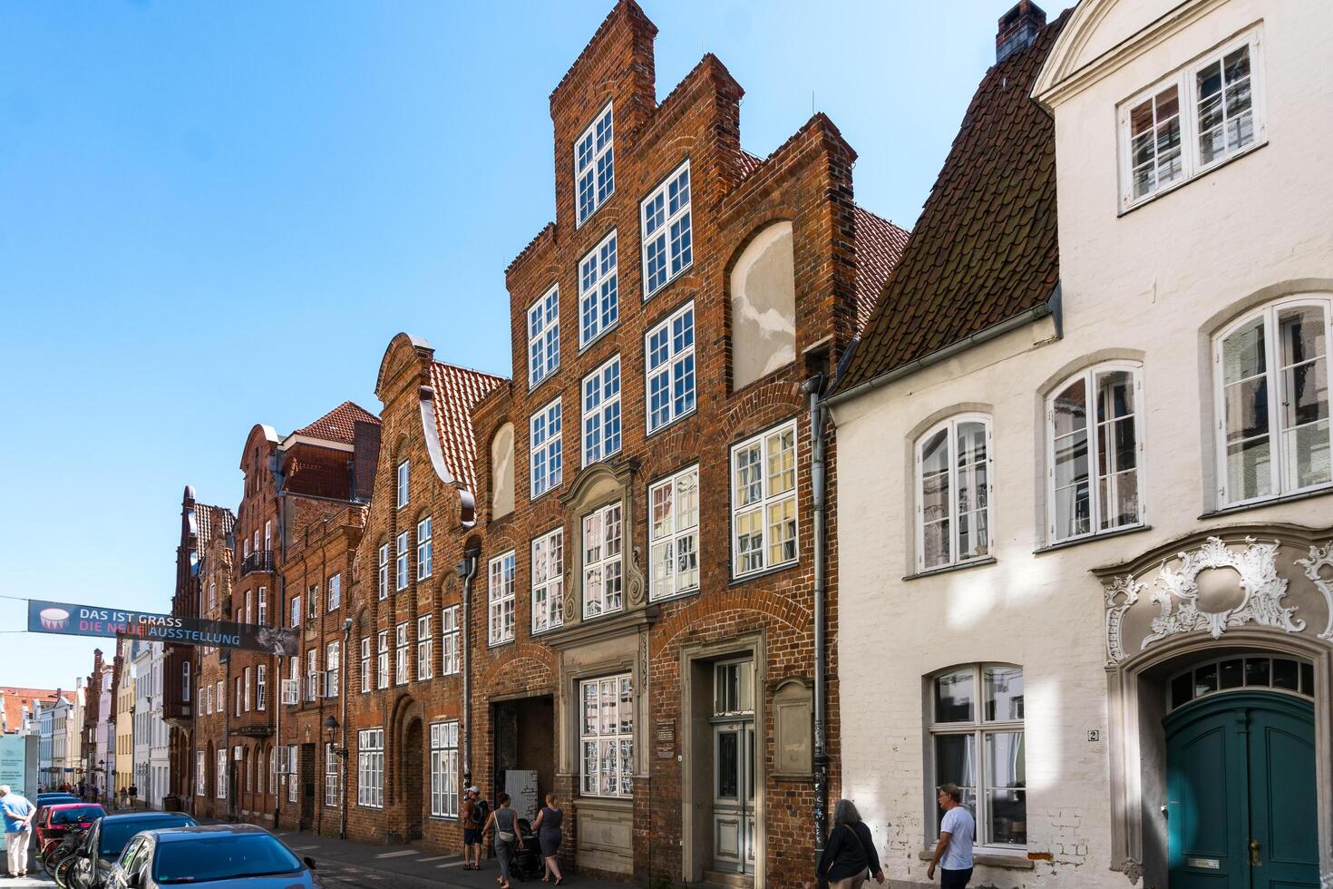 Lubeck, Germany-august 12, 2022-Walking through the streets of Lubeck during a sunny day photo