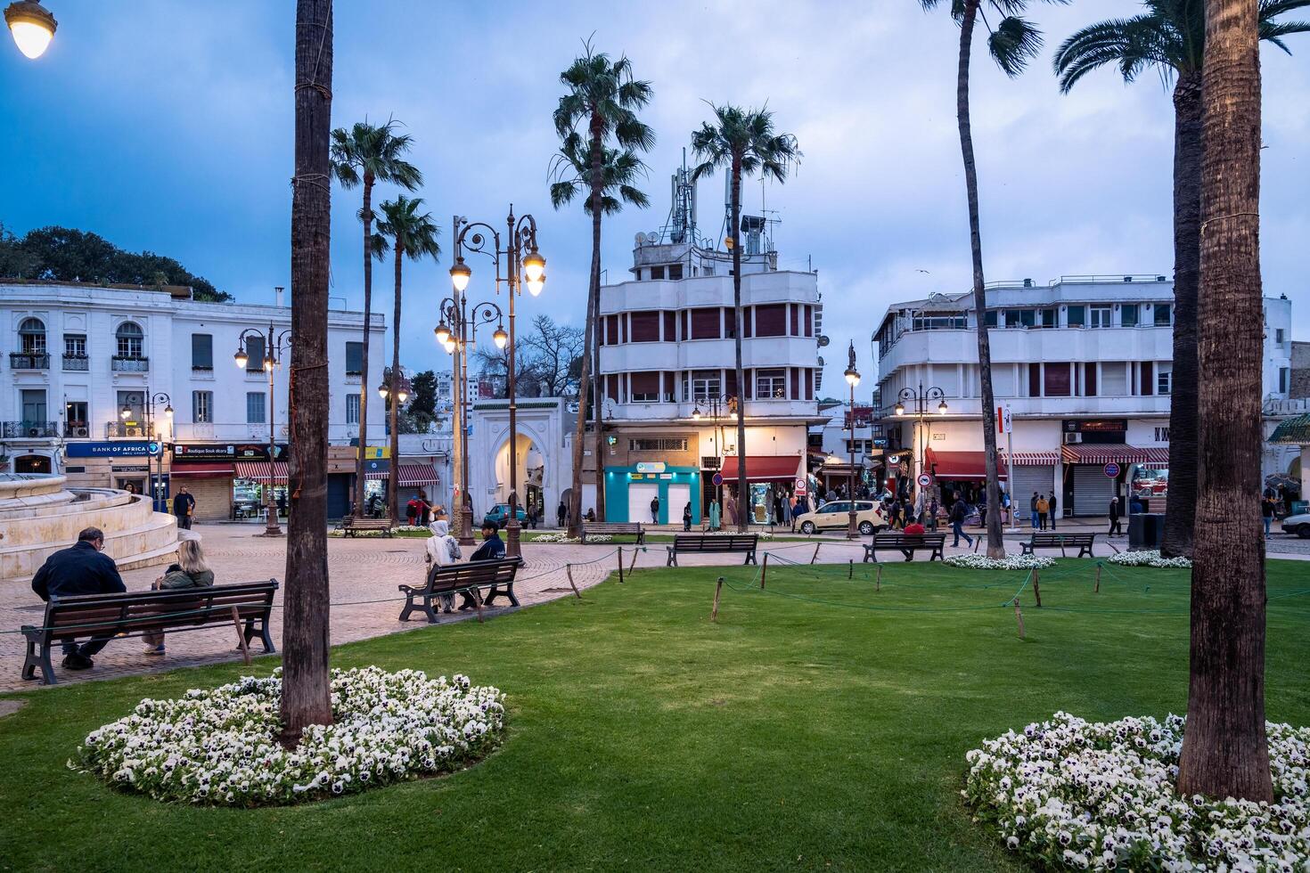 Tangier, Morocco -march 25, 2024-Walking through the streets of Tangier in the evening photo