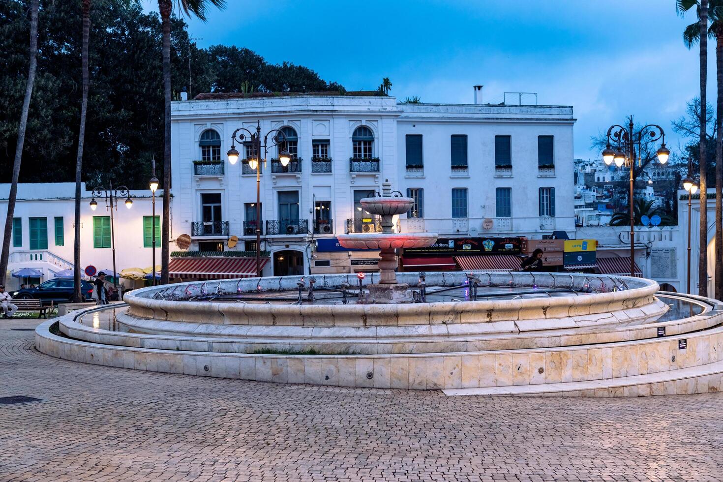 Tangier, Morocco -march 25, 2024-Walking through the streets of Tangier in the evening photo