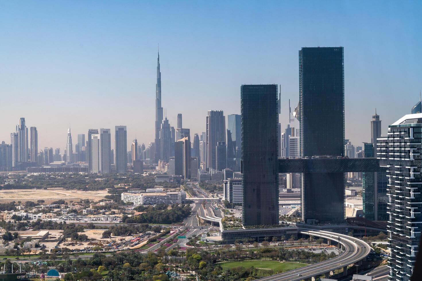 Dubai, United Arab Emirates - March 16, 2023-view of Dubai from the famous The Frame during a sunny day photo