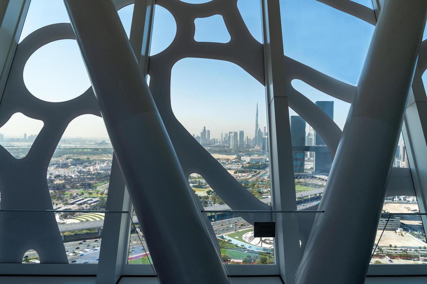 Dubai, United Arab Emirates - March 16, 2023-view of Dubai from the famous The Frame during a sunny day photo