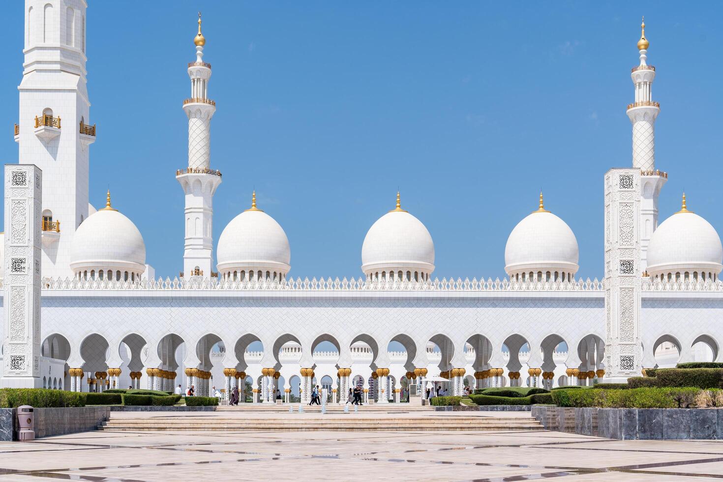 Abu Dhabi, United Arab Emirates - March 15, 2023-View of the spectacular Sheikh Zayed Grand Mosque during a sunny day photo