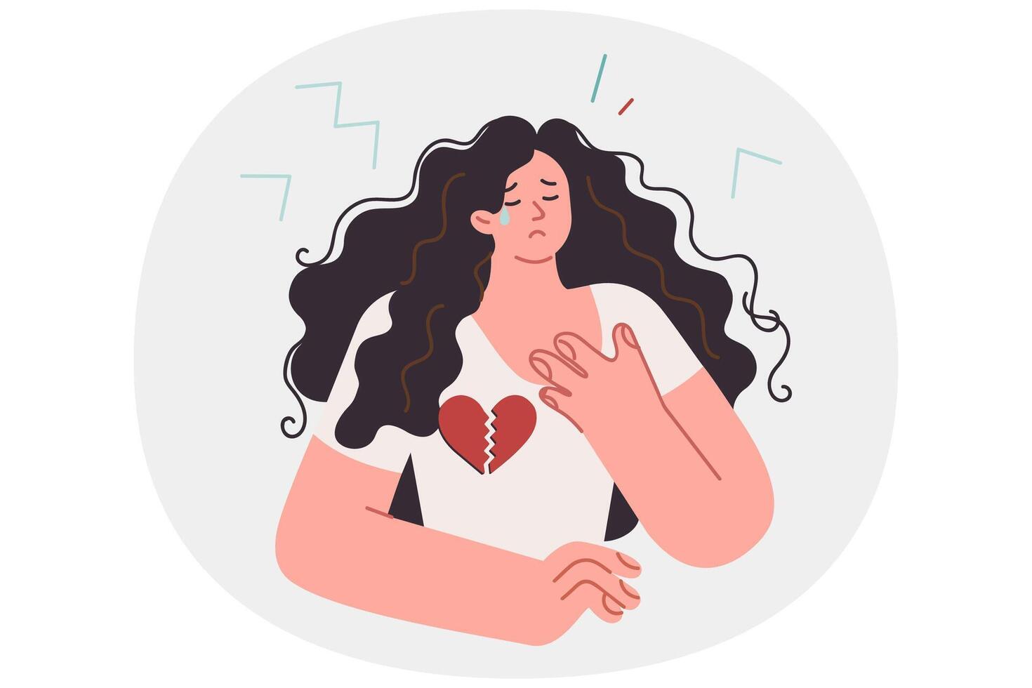 Woman with heartbroken broke up with boyfriend after quarrel, needing psychological support vector