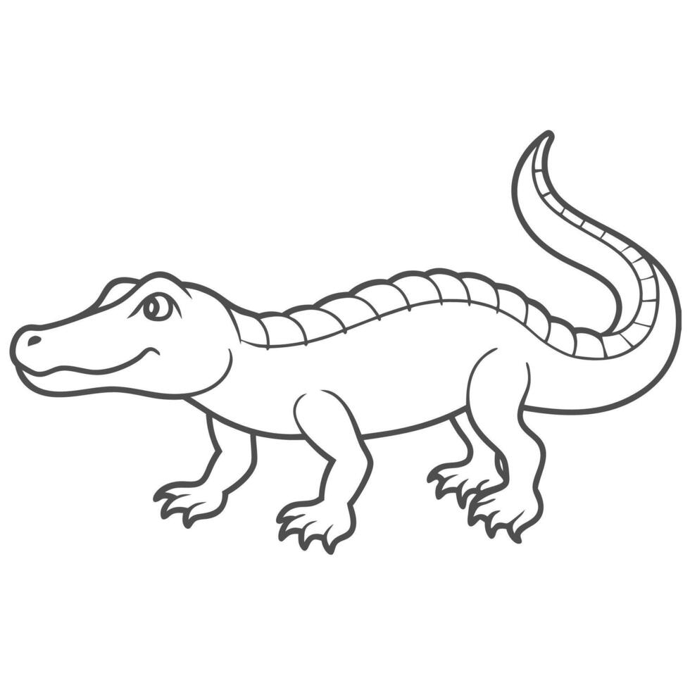 Easy Crocodile Outline for Kids vector