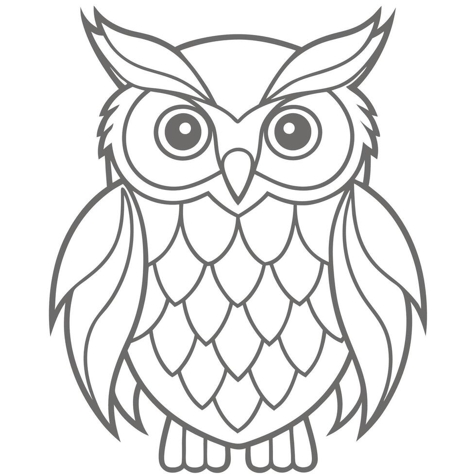 Easy Owl Outline for Kids vector