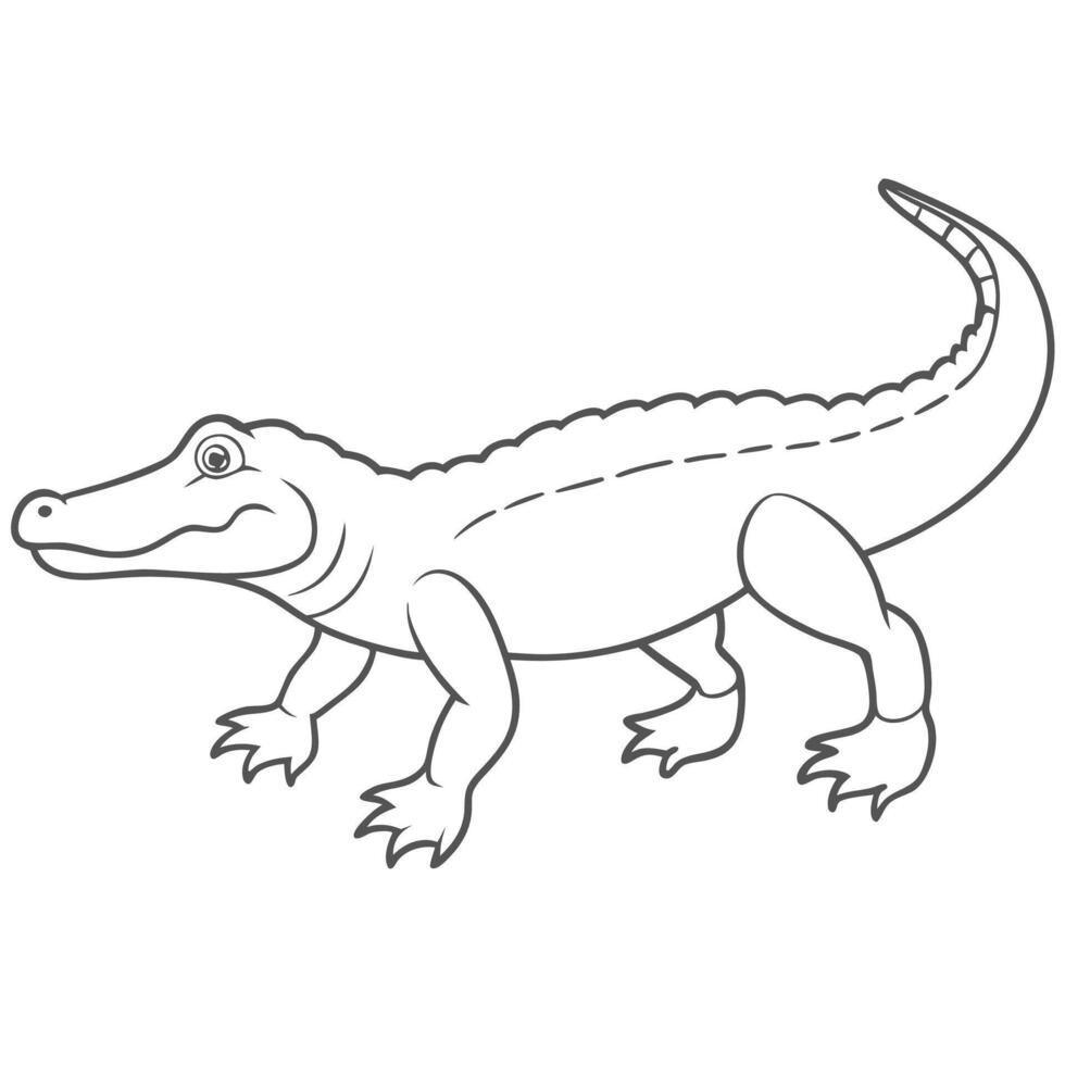Sweet Crocodile Outline Sketch Ideas vector