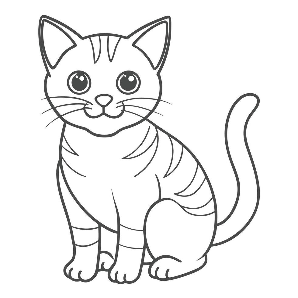 a cute cat outline design on white vector