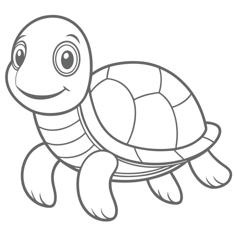 Easy Turtle Outline for Kids vector
