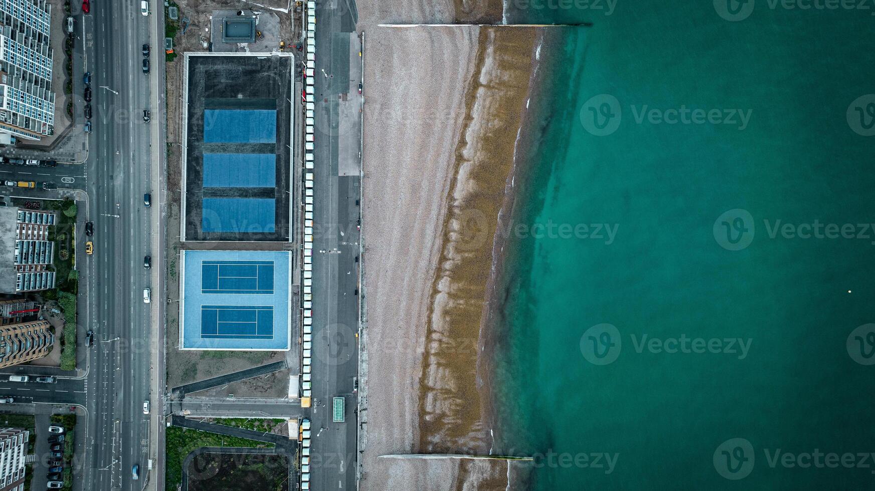 Aerial view of a recreation park on a seafront in Brighton, East Sussex, UK photo
