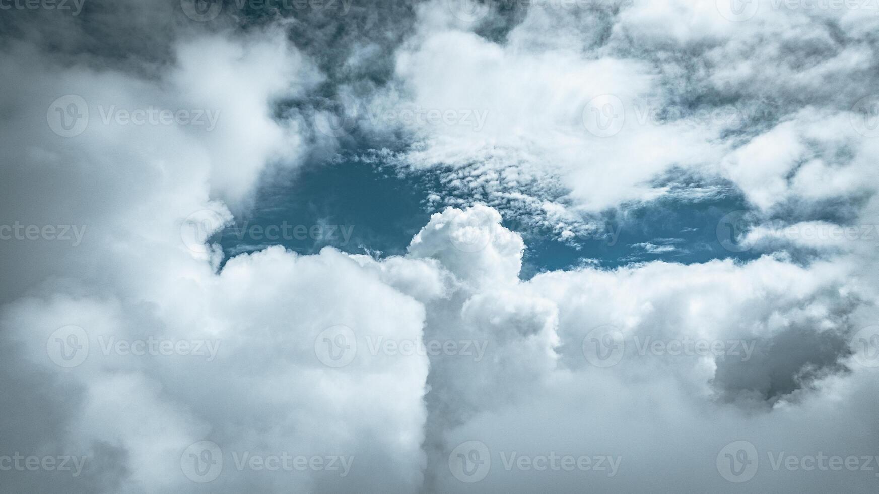 Sky and the clouds from atop taken with a drone. photo