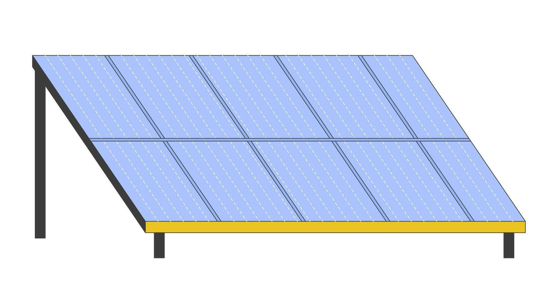 Solar panel voltaic 2D cartoon object. Renewable solar energy. Environmental sustainability. Green technology isolated element flat clipart on white background. Spot illustration vector