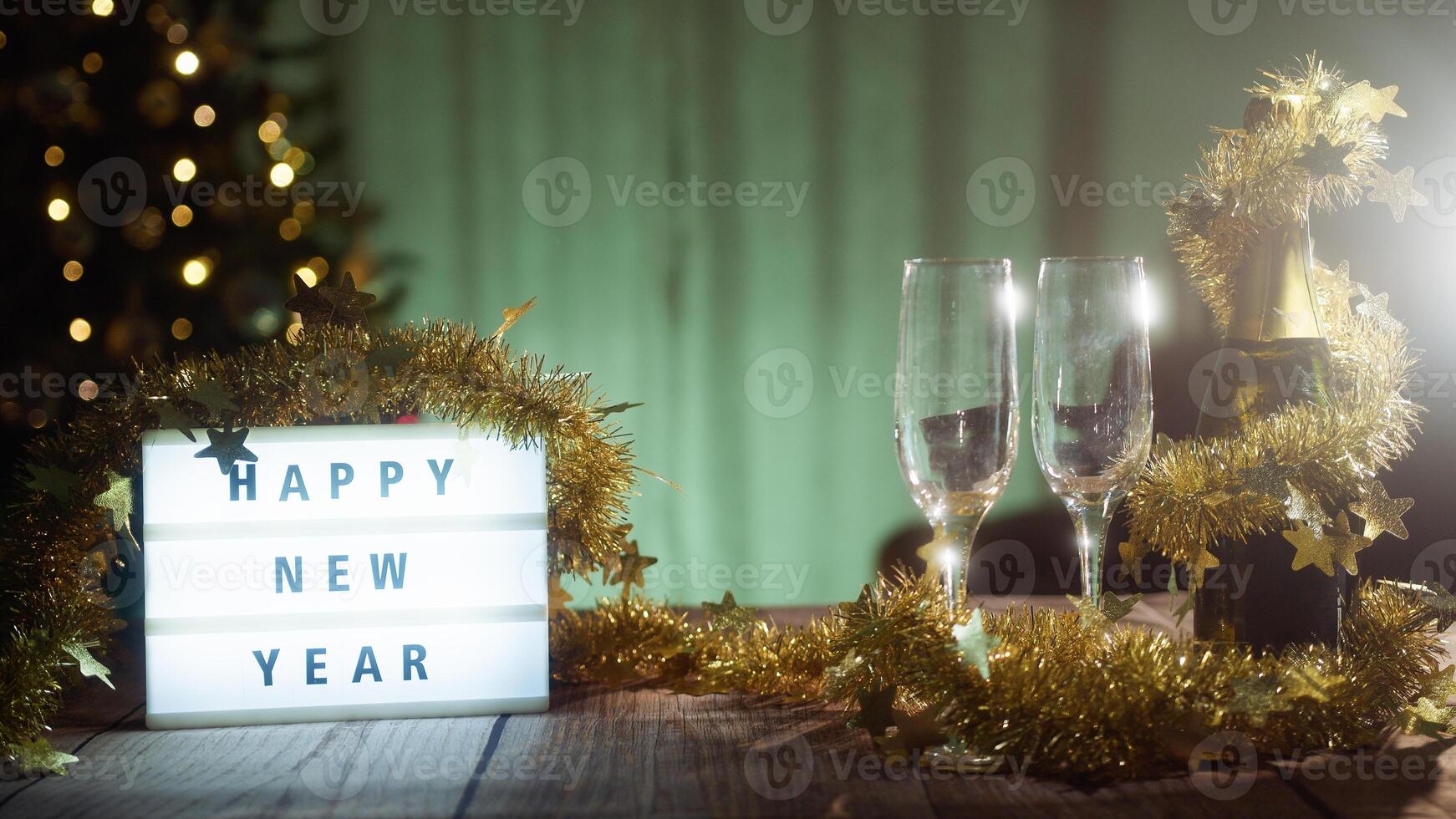 Happy new Year banner with festive composition photo
