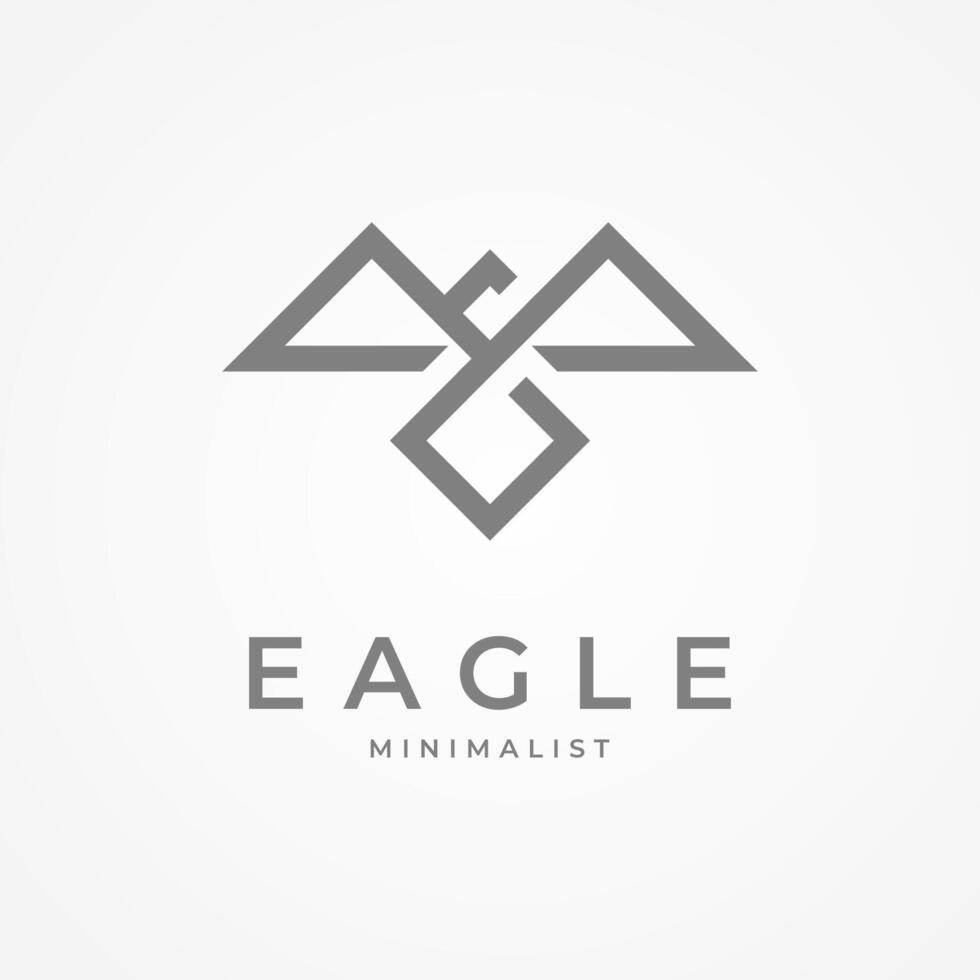 Minimal Eagle Logo Design, modern bird line style forming abstract mountain logo design, flat design logo template, illustration vector