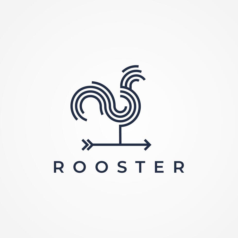 Rooster Arrow Logo Design, elegant rooster arrow logo with line style, flat design logo template element, illustration vector