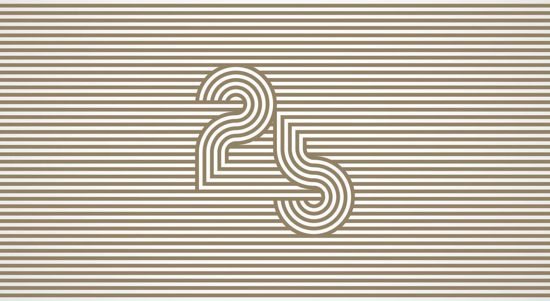 Number 25 logo design Inspiration, Number 25 logo multi line style that blends into the line background, flat design logo template, illustration vector
