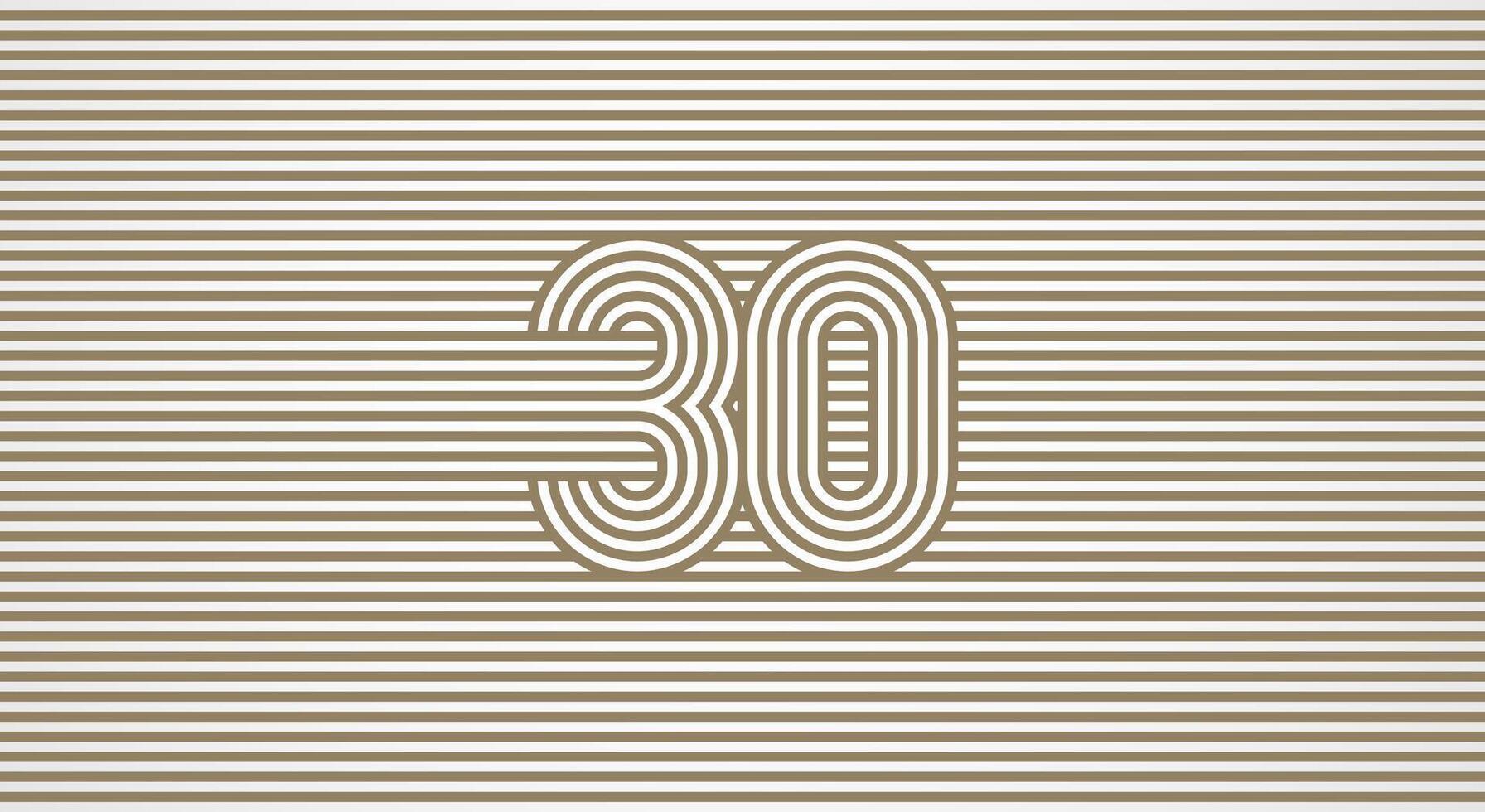 Number 30 logo design Inspiration, Number 30 logo multi line style that blends into the line background, flat design logo template, illustration vector