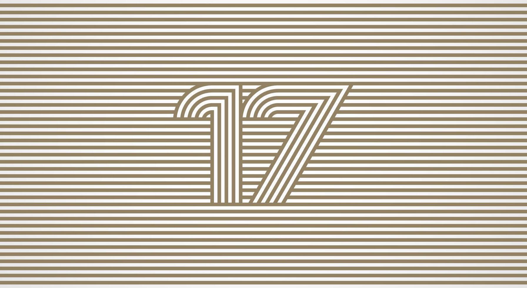 Number 17 logo design Inspiration, Number 17 logo multi line style that blends into the line background, flat design logo template, illustration vector